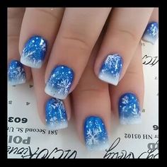 Makeup | Blue Snowflake Fake Press On Nails Nwt | Poshmark Holiday Elements, Glitter Tip Nails, Christmas Manicure, Manicure Kit, Nail Forms, Xmas Nails, Stick On Nails, Nailed It