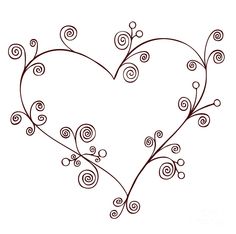 a heart shape with swirls and vines on it - stock photo, images and clip art