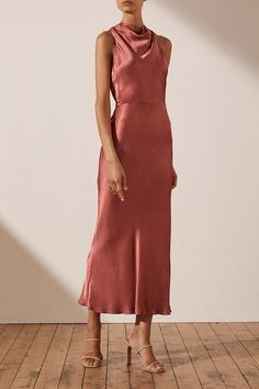 La Lune High Neck Midi Dress | Terracotta | Dresses | Shona Joy – Shona Joy International Terracotta Dresses, Terracotta Dress, High Neck Midi Dress, Wedding Mood, Looks Style, Outfit Casual, Flare Skirt