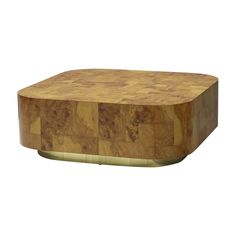 a wooden table with an unusual design on it's top and bottom part in the shape of a rectangle