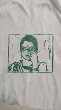 Charulata Handprinted Lino Block Print T-Shirt, Unisex T-Shirt, Cotton T-Shirt, Trendy casual t-shirt Comes with a Charulata, Satyajit Ray Print This tshirt can be given as a gift Wash Care Easily Home Washable Stencil T Shirt, Screen Print Shirt Designs, Artistic Crew Neck T-shirt With Printing, Artistic Green Crew Neck T-shirt, Drawing On T Shirt, Hand Printed Short Sleeve Graphic Tee, Hand Printed Graphic Tee With Short Sleeves, Hand Printed Crew Neck Graphic Tee, Hand Printed Graphic Tee With Crew Neck