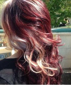 Red And Blonde Hair, Red And Blonde, Red Hair With Blonde Highlights, Red Blonde Hair, Wine Red Hair, Colourful Hair, Coloring Ideas