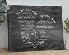 a wooden sign that says to my son and daughter in law