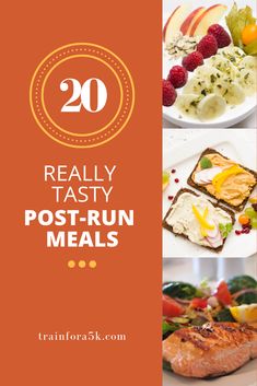 the words really tasty post - run meals are shown in orange and white colors