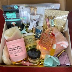 an open box containing beauty products on a table