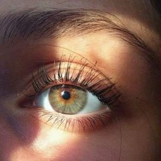 an eye with long lashes is shown in the sun shining on it's face