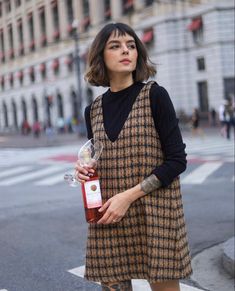 Dresses With Oxfords, Fleabag Style, Denim Dress Winter Outfit, Oxfords With Dress, Emma Peterson, Flamboyant Gamine, Santa Helena, Fall Winter Wardrobe, October 20