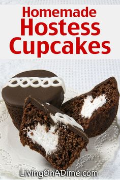 homemade hostess cupcakes with chocolate frosting and marshmallows on top