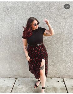 Midi Skirt Outfit Ideas, Edgy Outfits Grunge, Outfit Ideas Midsize, Skirt Outfit Ideas, Midsize Outfits, Midi Skirt Outfit, Fashion Edgy, Look Plus Size