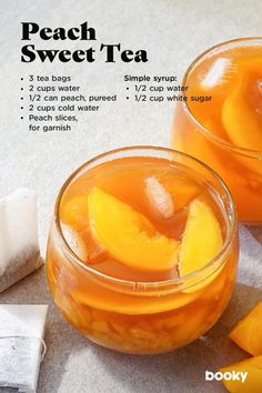 peach sweet tea recipe with instructions on the side