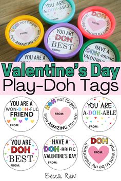 valentine's day play - doh tags for kids