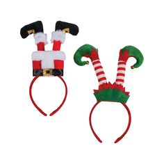 two christmas hats with candy canes on them