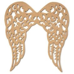 two wooden angel wings cut out from cardboard