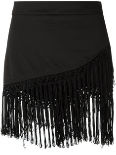 Black cotton fringed skirt from Amir Slama. | AMIR SLAMA Fringed Skirt Sheer Maxi Skirt, Ankle Cowboy Boots, Cotton Skirts, Sleeveless Wrap Dress, Printed Silk Shirt, Fashion Figures, Hooded Dress, Fringe Skirt, Sweatshirt Short Sleeve