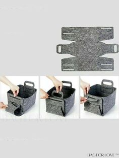 the instructions for how to make a felt storage bag with handles and straps on it