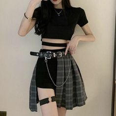 Áo Blu, E Girl Outfits, Tomboy Style Outfits, Winter Trends, Swaggy Outfits, Mode Inspo, Tomboy Fashion, Plaid Skirt, Kpop Fashion Outfits