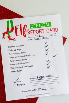 the official report card for elf mail