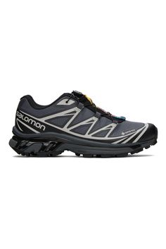 Salomon: Black XT-6 Gore-Tex Sneakers | SSENSE Mens Salomon Shoes, Black Lace-up Trail Running Shoes For Streetwear, Reflective Lace-up Trail Running Shoes For Sports, Low-top Trail Running Shoes With Reflective Details, Carbon Color Boost Midsole Lace-up Sneakers, Black Running Sneakers With Translucent Outsole, Black High-top Sneakers For Jogging With Vibram Sole, Carbon Lace-up Sneakers For Streetwear, Black Athleisure Sneakers With Translucent Outsole