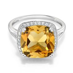 Citrine Gemstone November Promise New Halo Ring Jewelry 925 Sterling Silver US 7 Yellow Citrine, Citrine Stone, Ring Pictures, Citrine Gemstone, Halo Rings, 925 Jewelry, Women Rings