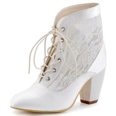 PRICES MAY VARY. 3 inch Ivory Lace Wedding Boots for Bride Comfortable Wedding Heels for Women High Heel Wedding Shoes for Bride with Ribbon Tie Lace-up Bridal Boots for Wedding Wedding Pumps for Wedding, Evening Party, Prom, Cocktail Party, Graduation and any other Special Occasions. Chuck heel wedding shoes for women, lace-up design ,easy to wear and walk . Perfect bridal shoes for bride ,bridesmaids women, lady .Available in 2 beautiful colors white and ivory ,best as wedding shoes, bridal sh Lace Wedding Boots, Summer Wedding Shoes, Beautiful Wedding Shoes, Bridal Boots, Perfect Wedding Shoes, Rough Heels, Wedding Boots, Bridal Wedding Shoes, Mesh Heels