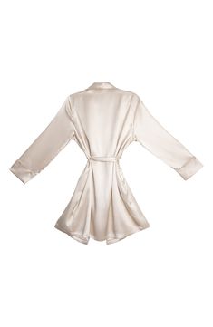 Sultry and luxuriously soft silk means indulgent comfort in this dream-worthy robe that's gentle on the skin thanks to hypoallergenic properties. 35" length Shawl collar Removable tie belt Lined 100% mulberry silk Machine wash, dry flat Imported OEKO-TEX®–certified materials free of harmful substances Chic Silk Long Sleeve Sleepwear, Chic Long Sleeve Silk Sleepwear, Elegant Silk Sleepwear With V-neck, Elegant Silk V-neck Sleepwear, Elegant V-neck Silk Sleepwear, Elegant Satin Sleepwear, Cream Silk Sleepwear, Luxury Long Sleeve Silk Sleepwear, Luxury Silk Long Sleeve Sleepwear