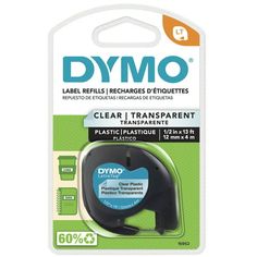 the dymo tape is packaged in a package with two different labels on it