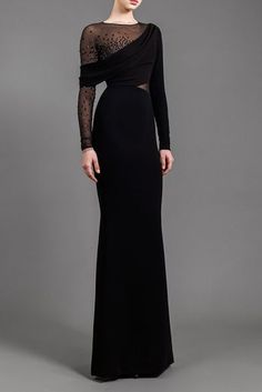 Asymmetrical neckline crepe dress with crystals – HerTrove Dark Feminine Dress, Pretty Frocks, Mermaid Long Dress, Dress With Crystals, Gala Dress, Gown Fashion, Classy Gowns, Gowns Dresses Elegant, Maxi Dress Outfit