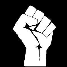 a black and white image of a fist