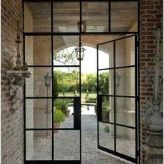 IWD Steel Frame Iron French Door CIFD-D0401 Square Top Square Transom Hurricane-Proof Glass 8-Lite French Doors With Transom, Pintu Interior, Steel French Doors, Steel Doors And Windows, Industrial Door, Doors Ideas, Swedish Decor, French Doors Exterior, Double French Doors