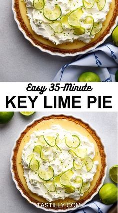 Key Lime Pie is a quick and easy crowd-pleasing dessert with only 15 minutes of prep time. Made with a graham cracker crust, tangy lime juice, sweet condensed milk, rich egg yolks, and topped with whipped heavy cream, it’s a guaranteed success! Key Lime Recipes, Easy Honey Garlic Chicken, Digestive Cookies, Sweet Condensed Milk, Lime Desserts, Lime Recipes, Shortbread Recipes, Cracker Crust, Christmas Dessert