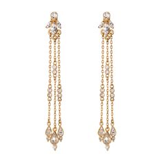 Elevate your wedding look with our Sana Earrings, featuring a lustrous 24K gold-plated metal base adorned with genuine clear crystals. These drop down earrings feature a post back for easy wear. All jewelry is made to order in our New York City design studio. Please allow 7-14 business days for production from the order date. Measurements: 3 1/2" L Beachy Earrings, Hair Accessories Pins, Prom Earrings, Classic Gold, Hair Ornaments, Charm Gift, Bridal Necklace, Long Earrings, Clear Crystal