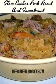 this slow cooker pork roast and sauerkraut is the perfect side dish