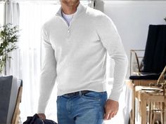 Stay cozy with our Men's Fleece Pullover, designed for everyday wear. This half-zip sweater is crafted from high-quality fleece material, providing comfort and style. The half-zip design allows for easy temperature regulation, making it a great addition to your wardrobe. Its tailored fit ensures a polished appearance, whether you're lounging at home or heading out for a casual outing. Perfect for layering or wearing on its own, this pullover can be paired effortlessly with jeans, chinos, or shorts, suitable for various occasions throughout the year. Size Notice: 📏 The size chart is smaller than the regular size. Please add 2-3 cm to your measurements when selecting your size to ensure the perfect fit. Refund & Returns: 🔄 We accept refunds if the item arrives defective, up to 7 days from Sporty Looks, Mens Pullover, Zip Design, Half Zip Sweaters, Mens Fleece, Zip Sweater, Stay Cozy, Men's Sweater, Half Zip