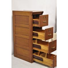 an old wooden dresser with drawers in it