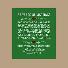 an anniversary card with the words, happy 50th wedding anniversary and marriage date on it