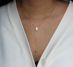 "14k solid tri-color gold beaded rosary necklace necklace is 17\" with 3\" extension 1/2\" cross is available 3/4\" cross is available" Gold Rosary Necklace, Beaded Rosary, Gold Rosary, Rosary Necklace, Clover Necklace, Necklace Necklace, Lovely Earrings, Beaded Necklaces, Star Earrings