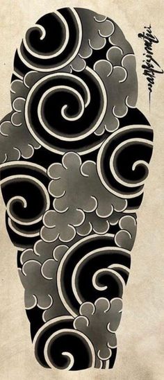 a drawing of a person's head with swirls on it