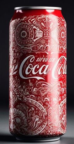 a can of coca cola on a dark background