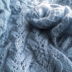 a close up view of a knitted blanket