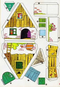 a cut out paper model of a house