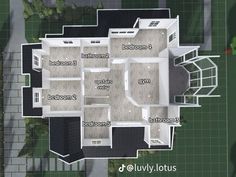 an aerial view of a house with lots of rooms