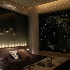 Glow In the Dark Space Wall Stickers from Gallery Wallrus | Eclectic Wall Art & Decor with Worldwide Shipping Dark Ceiling Bedroom, Stars Bedroom, Bedrooms For Couples, Light Walls, Glow In The Dark Stars, Dark Ceiling, String Lights In The Bedroom, Dark Stars, Room Stickers