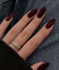 Oval Nails Dark, Red Nail Polish