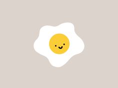 an egg with a smiley face drawn on it's side, in the shape of a fried egg