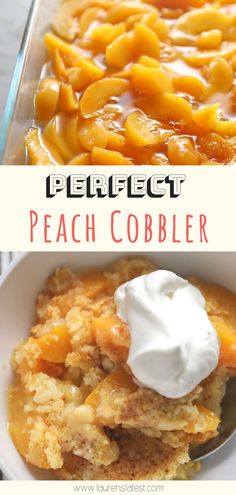 peach cobbler recipe with whipped cream on top