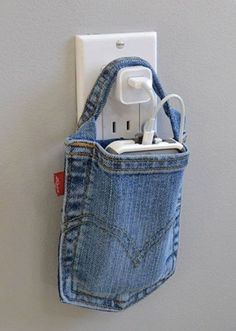 an electrical outlet in a pocket is plugged into the wall