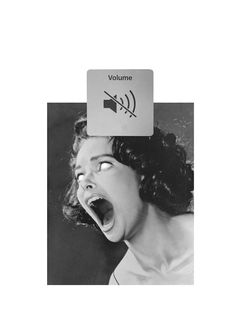 a woman with her mouth open and an antenna above her head that says volumee