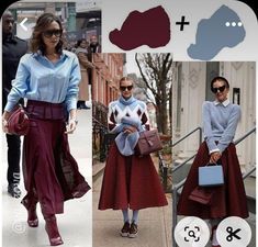 Jewel Tones Outfit Color Combos, Maroon Colour Combination Outfit, Wine Color Combinations Outfits, Burgundy Outfit Ideas Color Combos, Burgundy Colour Combinations, Plum Outfit Ideas, Fashion Trends 2023 Spring Summer Women, Rok Outfit