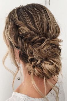 Low Braid, Braided Wedding Hair, Messy Wedding Hair, Messy Updo, Wedding Hair Ideas, Wedding Hair Inspiration, Wedding Hair Makeup, Wedding Hairstyles Updo, Braided Hairstyles For Wedding