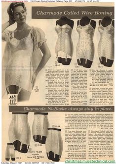 1961 Sears Spring Summer Catalog, Page 222 - Christmas Catalogs & Holiday Wishbooks 1961 Fashion, 1960s Lingerie, Bill Of Sale Template, Girdles Shapewear, White Garters, Sale Template, Bill Of Sale, Swinging Sixties, Primary Sources